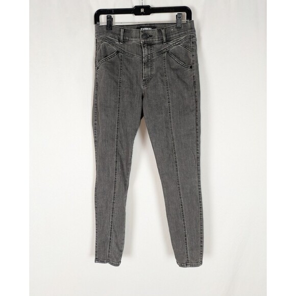 Express Leggings 8 Women's Black High Rise Ankle Length Soft Denim Stretch - Picture 1 of 7